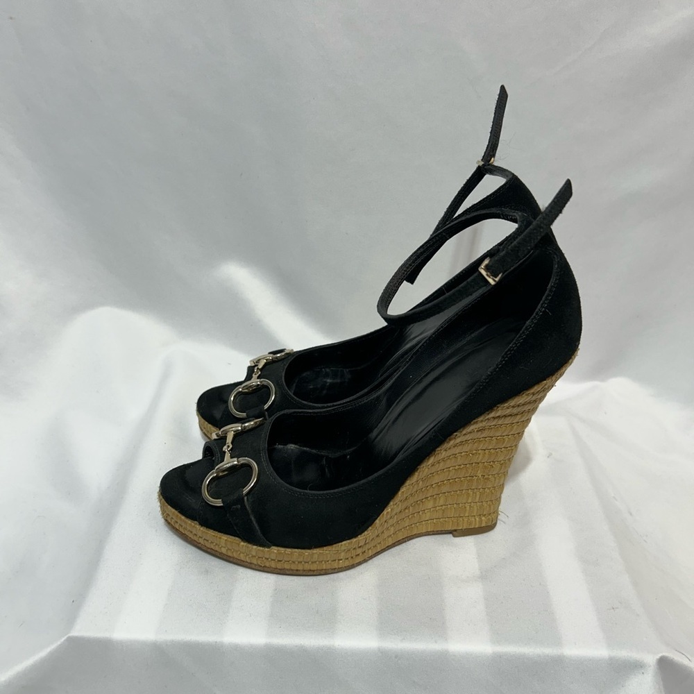 GUCCI espadrilles wedges with horsebit design and ankle strap. Size 8. B… - Picture 5 of 15